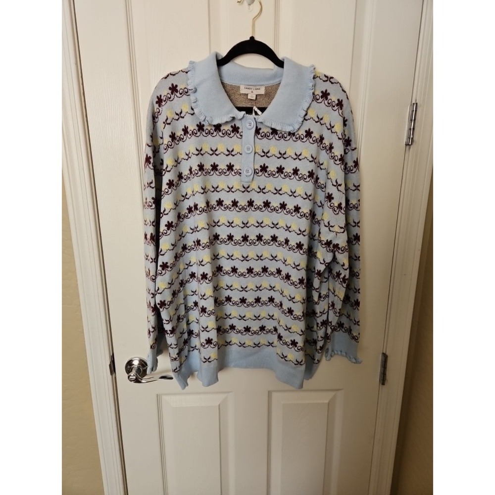 NWT Sandy Liang X Target Collab. Multicolor LS Ruffled Collar/Cuffs, Plus 4X